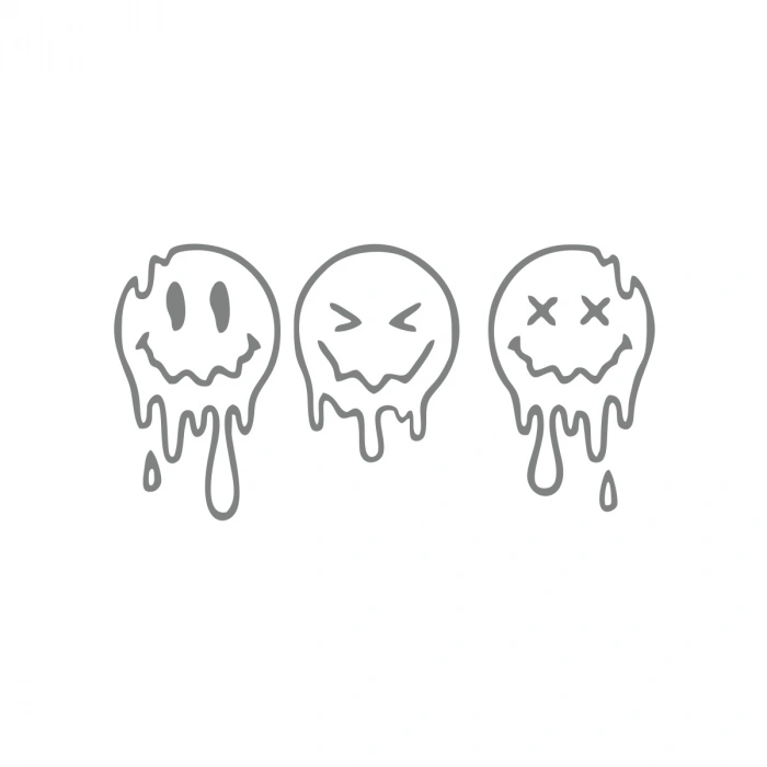 Eriyen Suratlar Araba Stickeri 17x17 Cm Gri