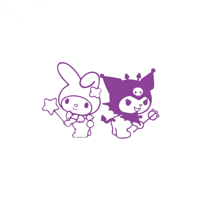 Kuromi&My Melody Araba Sticker 17x17 Cm Mor