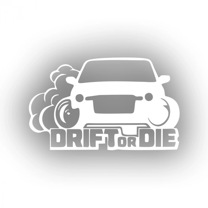 Drift or Die Araba Stickeri 17x17 Cm Beyaz