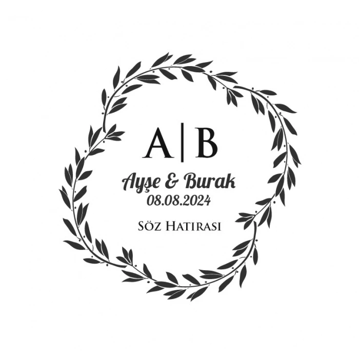 Kış Temalı Oval Çerçeve Etiketi Kına Nişan Düğün 3x3 cm özel etiket / 50 adet sticker