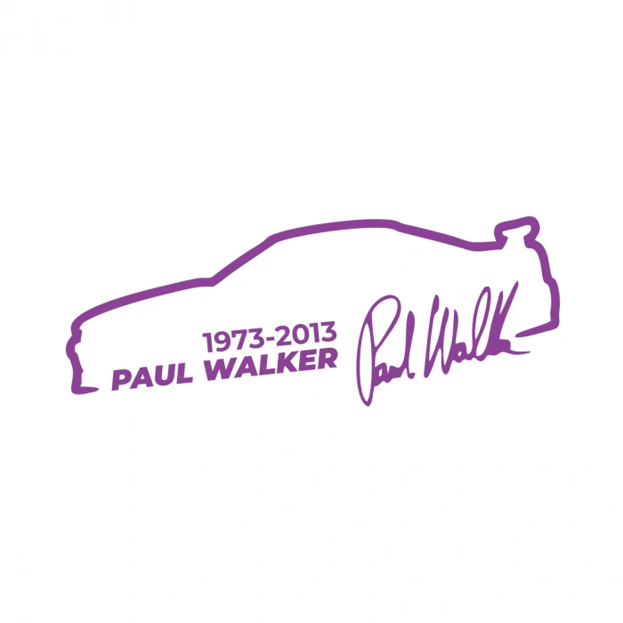 Paul Walker İmza Araba Sticker 17x17 Cm Mor