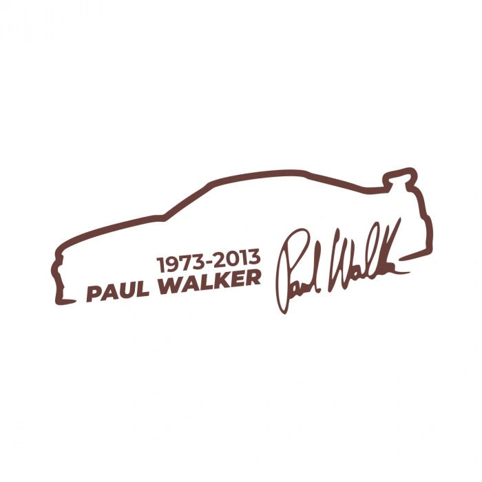 Paul Walker İmza Araba Sticker 17x17 Cm Kahverengi