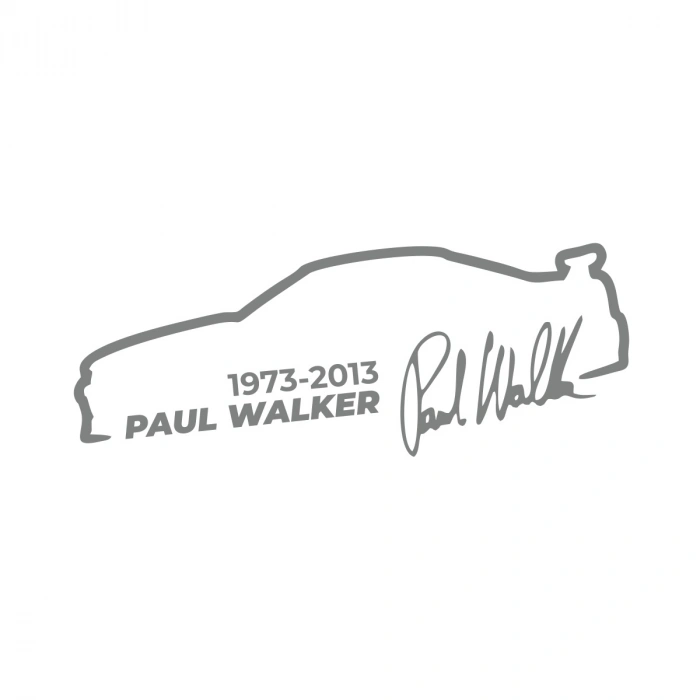 Paul Walker İmza Araba Sticker 17x17 Cm Gri