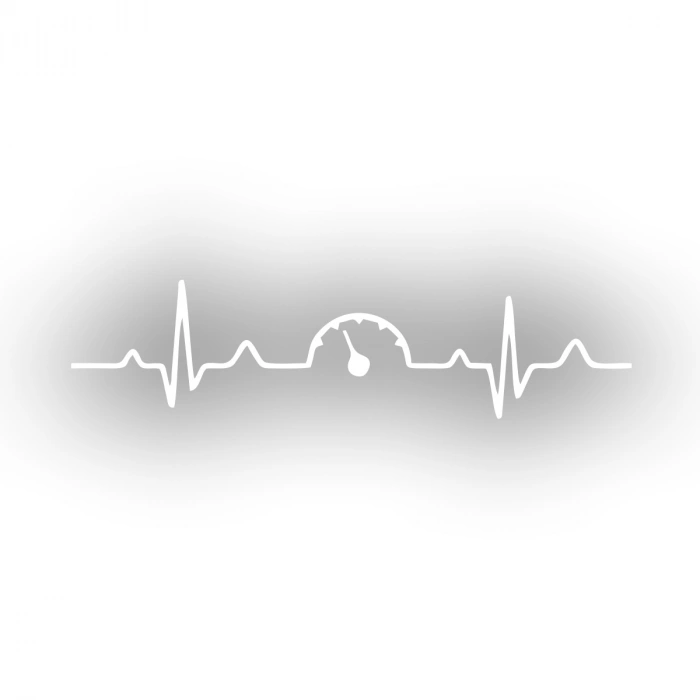 Kalp Atışı İbre Araba Sticker 17x17 Cm Beyaz