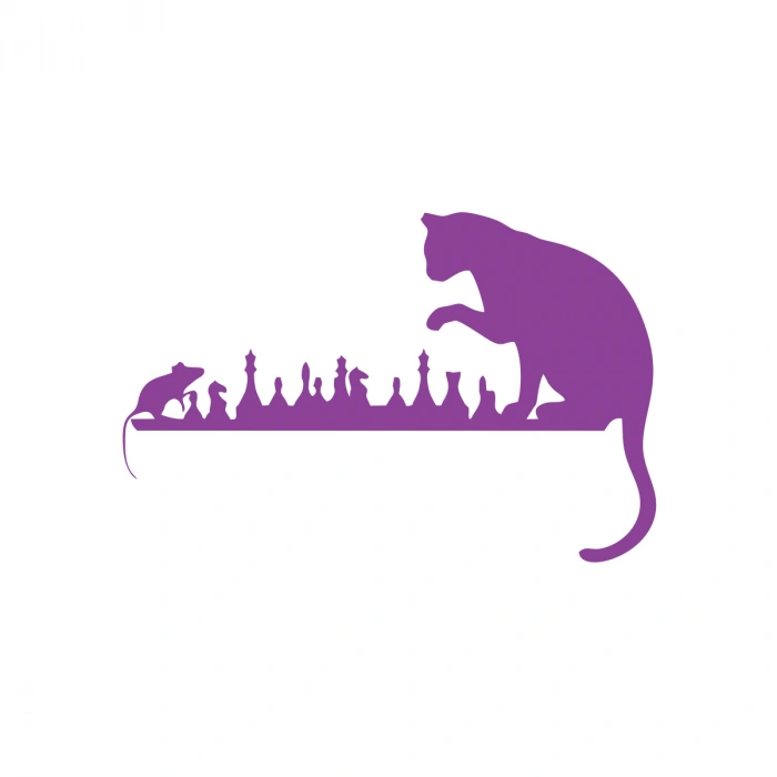 Satranç Oynayan Kedi Fare Araba Sticker 17x17 Cm Mor