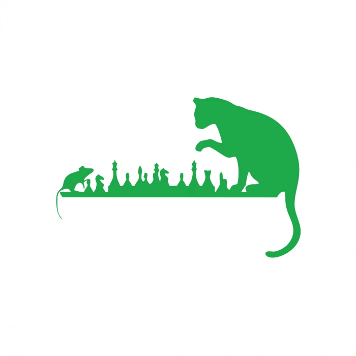 Satranç Oynayan Kedi Fare Araba Sticker 17x17 Cm Yeşil