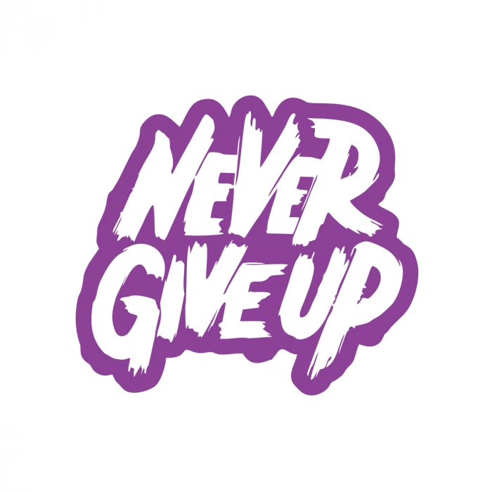 Never Give Up Araba Sticker 17x17 Cm Mor