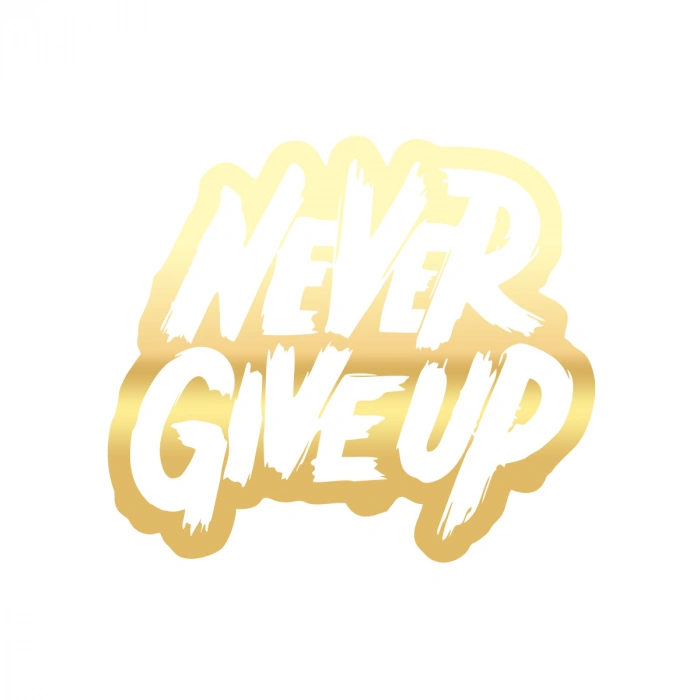 Never Give Up Araba Sticker 17x17 Cm Gold