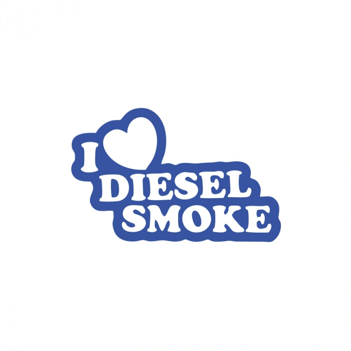 I Love Diesel Smoke Araba Sticker 17x17 Cm Mavi