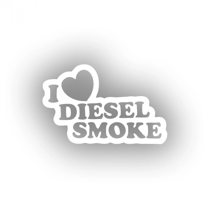 I Love Diesel Smoke Araba Sticker 17x17 Cm Beyaz
