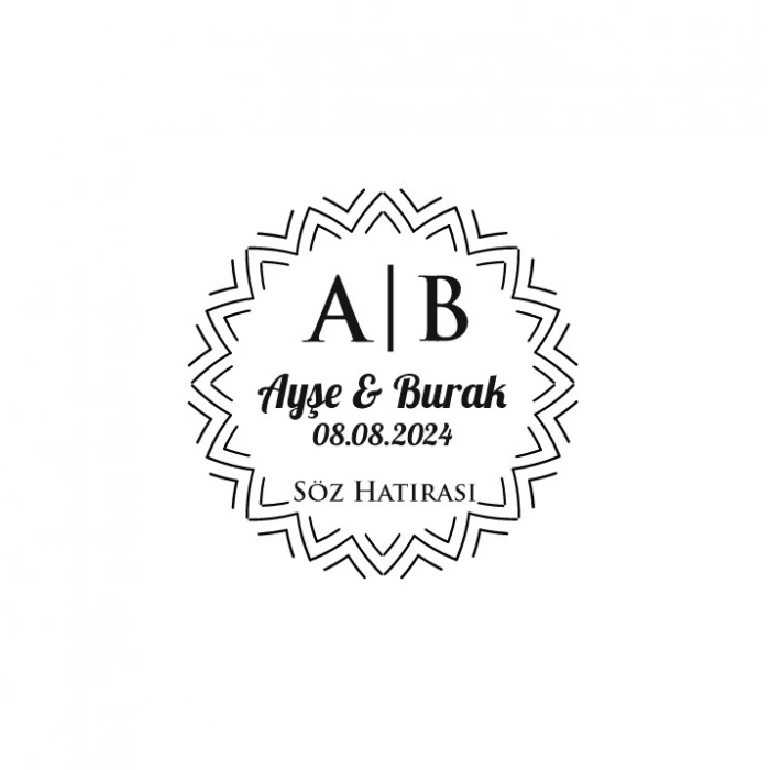 Güneş Işını Desenli Yuvarlak Mühür Kına Nişan Düğün 3x3 cm özel etiket / 50 adet sticker