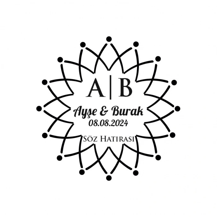 Çiçek Desenli Yuvarlak Mühür Kına Nişan Düğün 3x3 cm özel etiket / 50 adet sticker