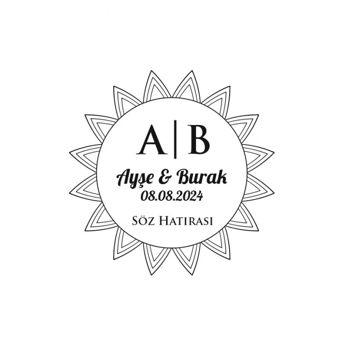 Yaprak Desenli Yuvarlak Mühür Kına Nişan Düğün 3x3 cm özel etiket / 50 adet sticker