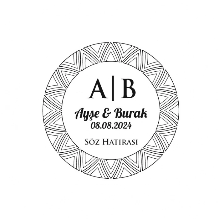 Geometrik Desenli Yuvarlak Mühür Kına Nişan Düğün 3x3 cm özel etiket / 50 adet sticker
