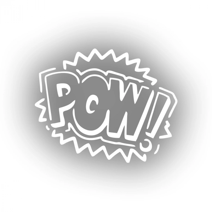Pow Araba Sticker 17x17 Cm Beyaz