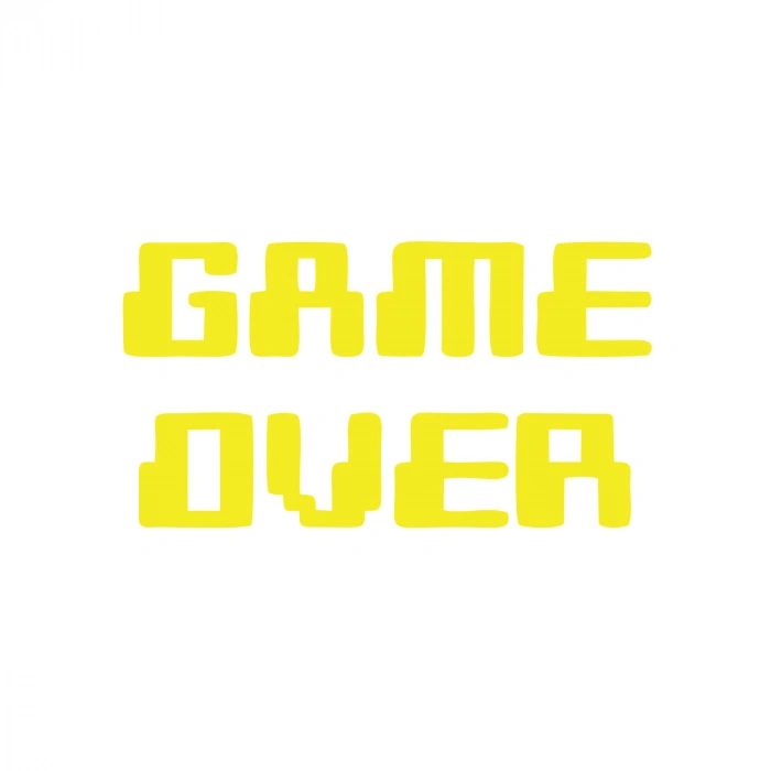 Game Over Araba Sticker 17x17 Cm Sarı
