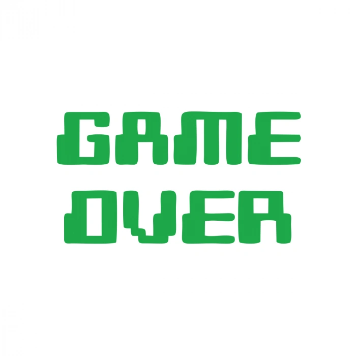 Game Over Araba Sticker 17x17 Cm Yeşil