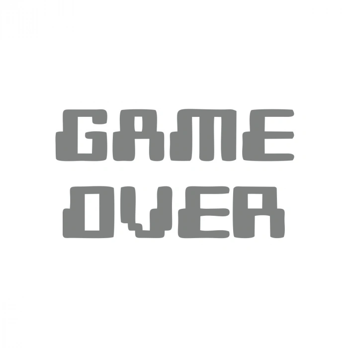 Game Over Araba Sticker 17x17 Cm Gri