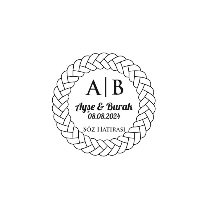 İnce Örgülü Çerçeveli Yuvarlak Mühür Kına Nişan Düğün 3x3 cm özel etiket / 50 adet sticker