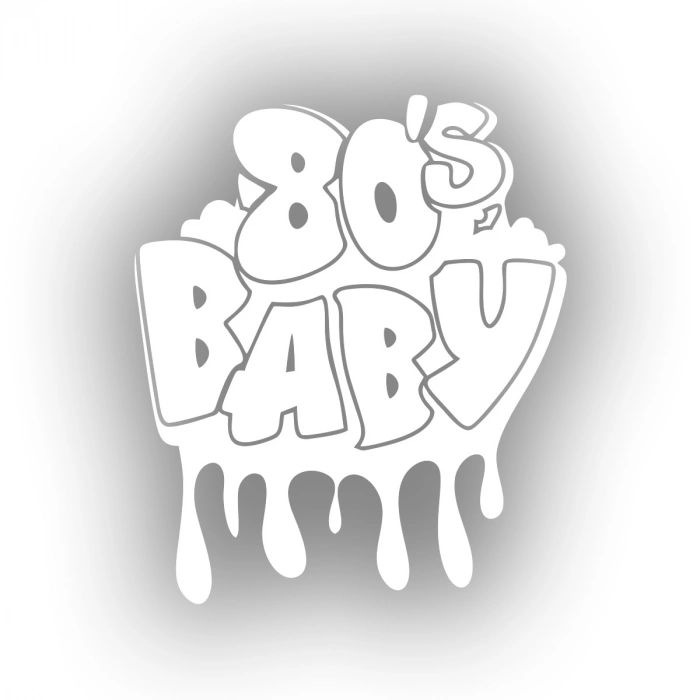 80s Baby Araba Sticker 17x17 Cm Beyaz
