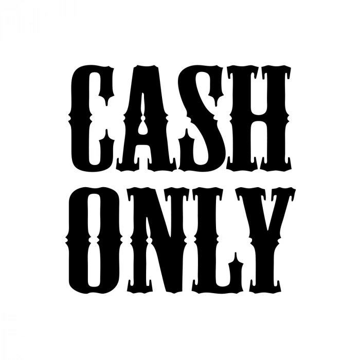 Cash Only Araba Sticker 17x17 Cm Siyah