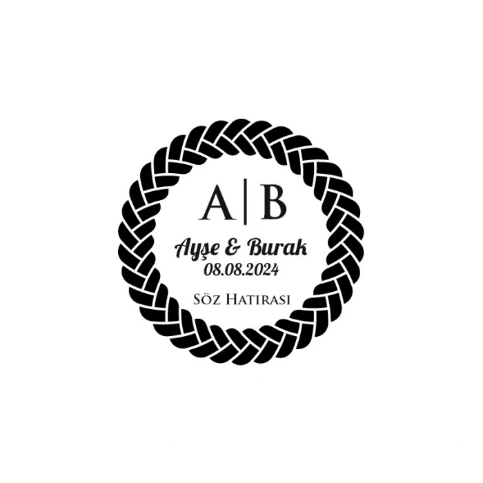 Kalın Örgü Yuvarlak Mühür Kına Nişan Düğün 3x3 cm özel etiket / 50 adet sticker