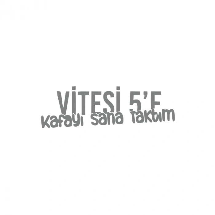 Vitesi 5e Kafayı Sana Taktım Araba Sticker 17x17 Cm Gri