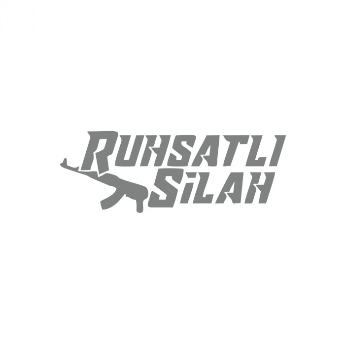 Ruhsatlı Silah Araba Sticker 17x17 Cm Gri
