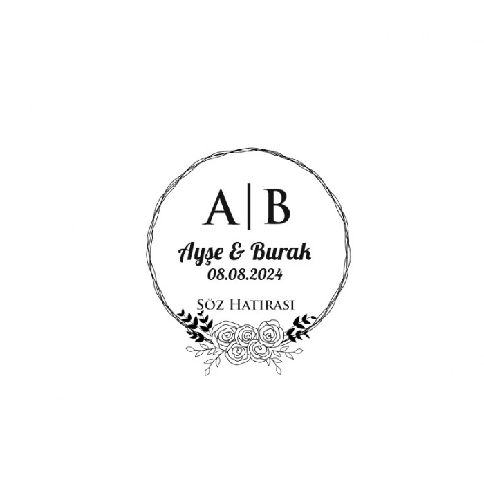 Alt Gül Motifli Yuvarlak Mühür Kına Nişan Düğün 3x3 cm özel etiket / 50 adet sticker
