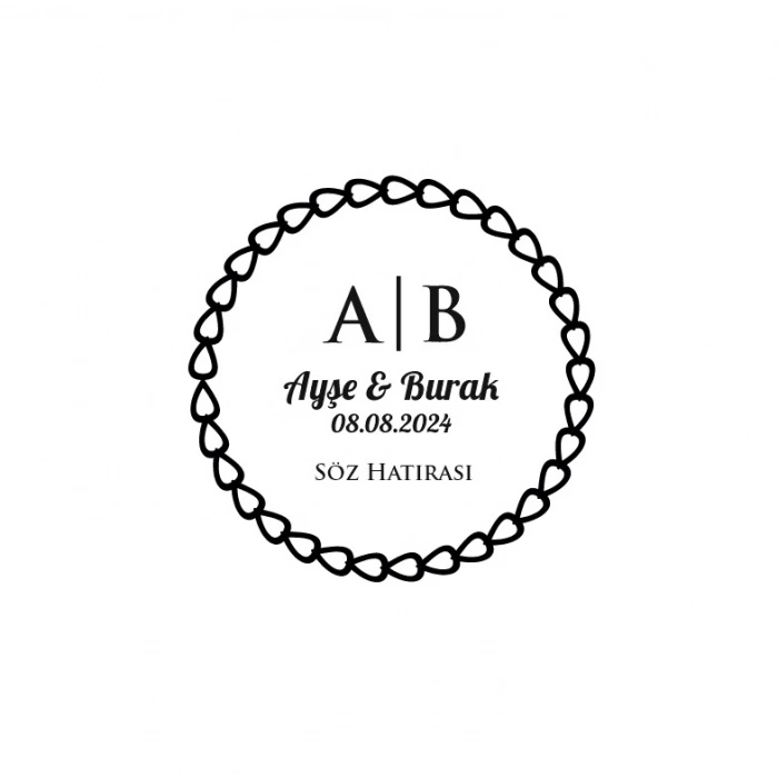 İnce Noktalı ve Dalgalı Yuvarlak Mühür Kına Nişan Düğün 3x3 cm özel etiket / 50 adet sticker