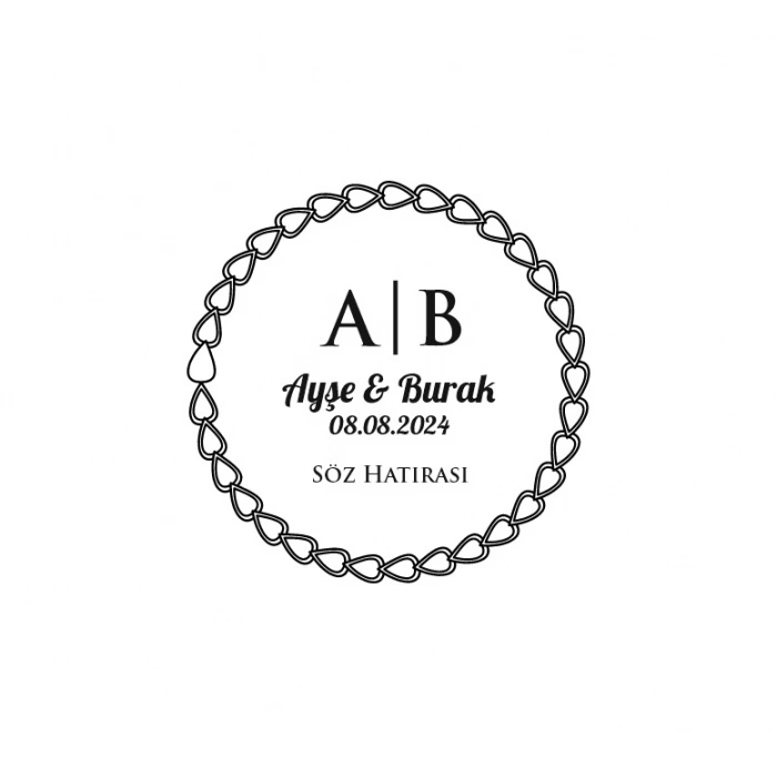 Düz Kenarlı Yuvarlak Mühür Kına Nişan Düğün 3x3 cm özel etiket / 50 adet sticker