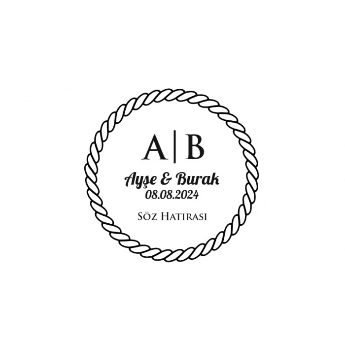 Çapraz Kare Formlu Yuvarlak Mühür Kına Nişan Düğün 3x3 cm özel etiket / 50 adet sticker