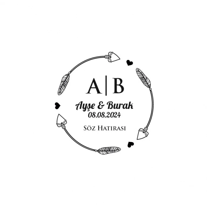 Köşeleri Yuvarlatılmış Kare Mühür Kına Nişan Düğün 3x3 cm özel etiket / 50 adet sticker