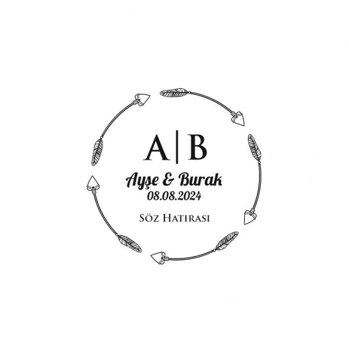 Üst Kıvrımlı Dikdörtgen Mühür Kına Nişan Düğün 3x3 cm özel etiket / 50 adet sticker