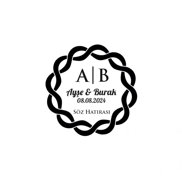 Yapraklı Dal Desenli Dikdörtgen Mühür Kına Nişan Düğün 3x3 cm özel etiket / 50 adet sticker