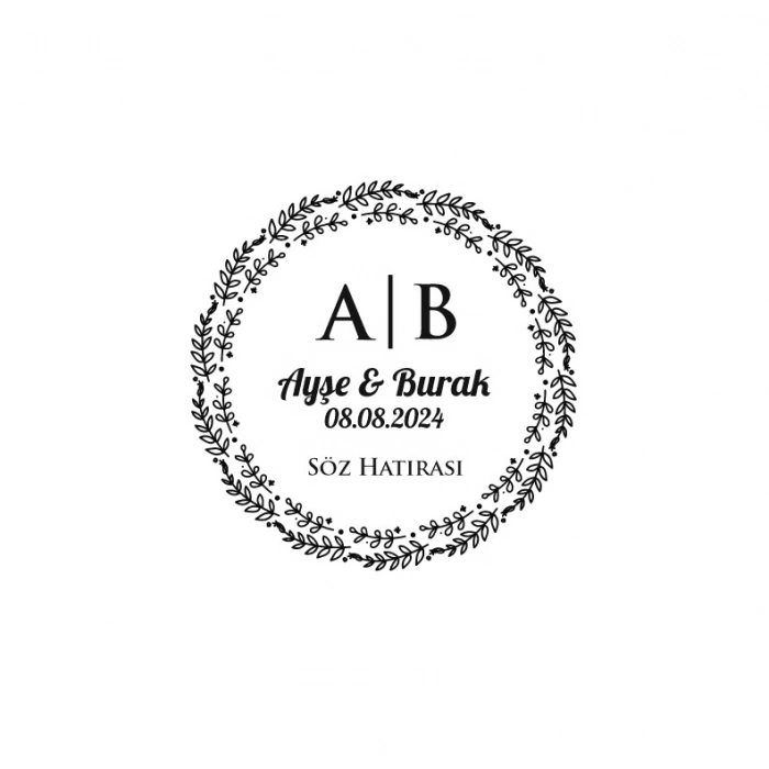 İki Taraflı Çiçek Desenli Dikdörtgen Mühür Kına Nişan Düğün 3x3 cm özel etiket / 50 adet sticker