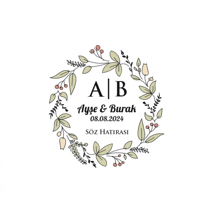 Çokgen Kenarlı Dikdörtgen Mühür Kına Nişan Düğün 3x3 cm özel etiket / 50 adet sticker