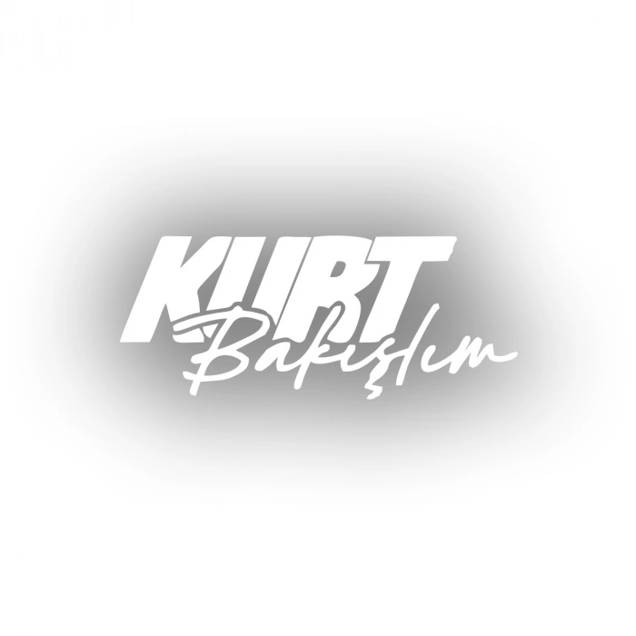 Kurt Bakışlım Araba Sticker 17x17 Cm Beyaz