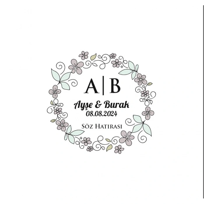 Şekilli Dalgalı Dikdörtgen Mühür Kına Nişan Düğün 3x3 cm özel etiket / 50 adet sticker