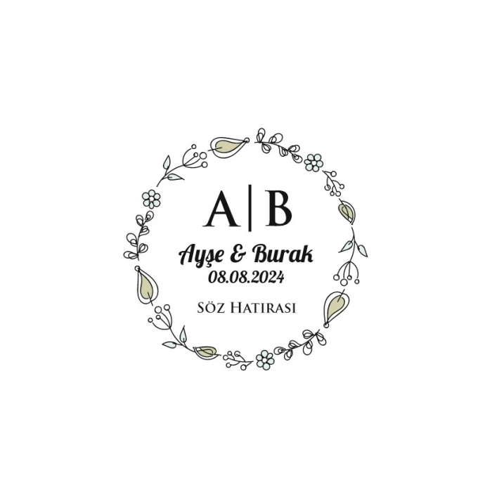 Kenarları Kabarık Dikdörtgen Mühür Kına Nişan Düğün 3x3 cm özel etiket / 50 adet sticker