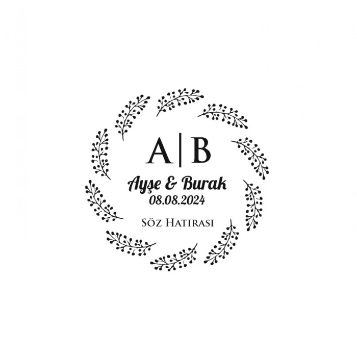 Yarım Ay Dikdörtgen Mühür Kına Nişan Düğün 3x3 cm özel etiket / 50 adet sticker