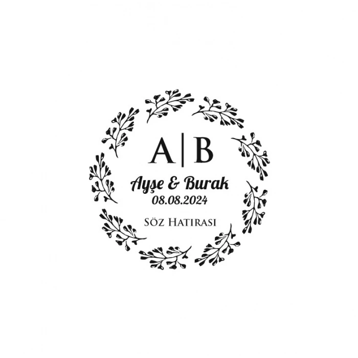 İnce Çerçeveli Dikdörtgen Mühür Kına Nişan Düğün 3x3 cm özel etiket / 50 adet sticker