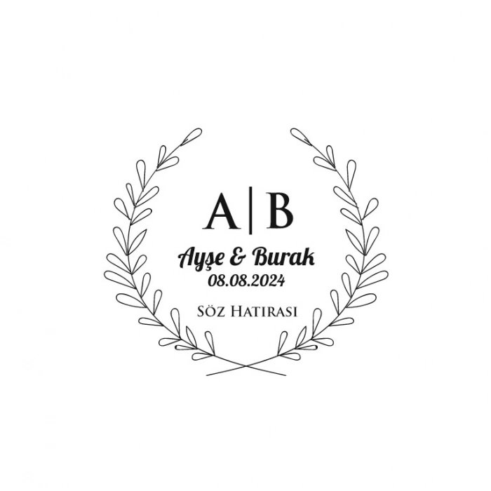 Dişli Kenarlı Dikdörtgen Mühür Kına Nişan Düğün 3x3 cm özel etiket / 50 adet sticker