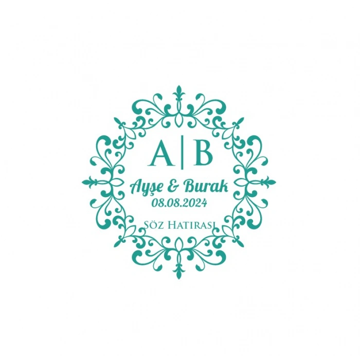 Basamaklı Dikdörtgen Mühür Kına Nişan Düğün 3x3 cm özel etiket / 50 adet sticker