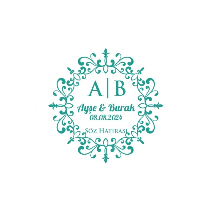 Şekilli Dalgalı Dikdörtgen Mühür Kına Nişan Düğün 3x3 cm özel etiket / 50 adet sticker