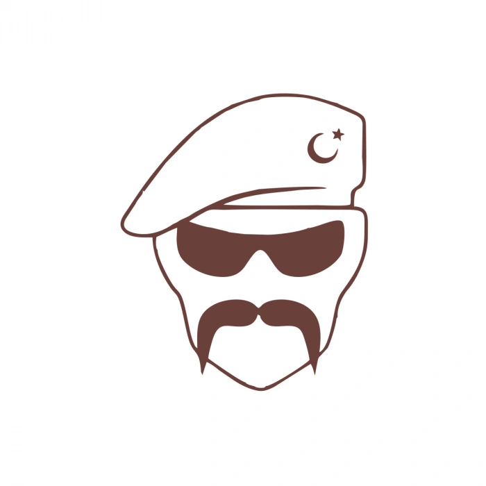 Hilal Bıyıklı Asker Araba Sticker 17x17 Cm Kahverengi