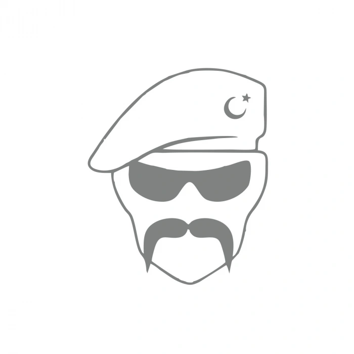 Hilal Bıyıklı Asker Araba Sticker 17x17 Cm Gri