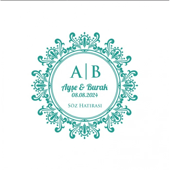 Kenarları Kabarık Dikdörtgen Mühür Kına Nişan Düğün 3x3 cm özel etiket / 50 adet sticker