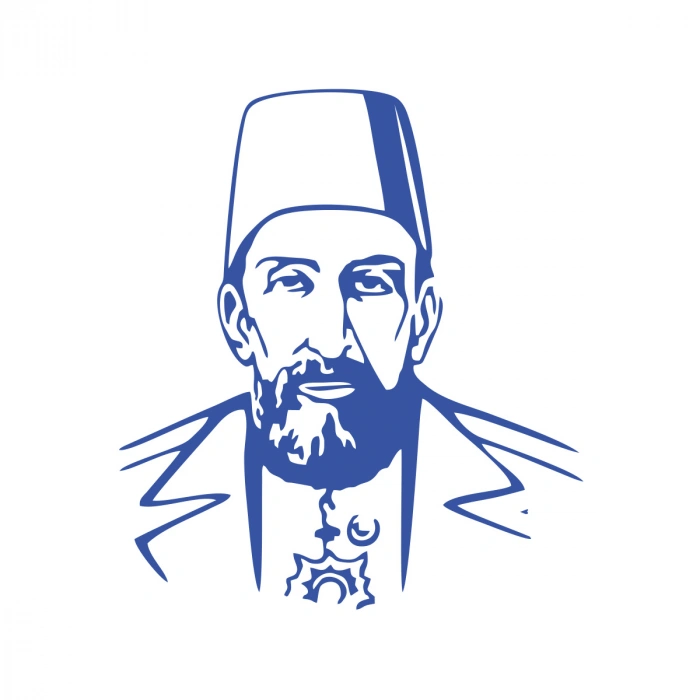 2.Abdülhamit Silüet Sticker 17x17 Cm Mavi
