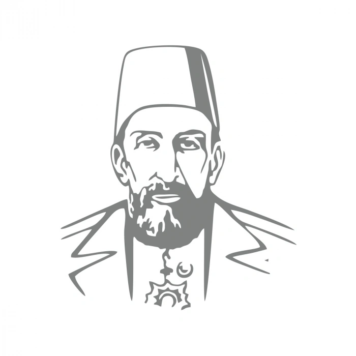 2.Abdülhamit Silüet Sticker 17x17 Cm Gri